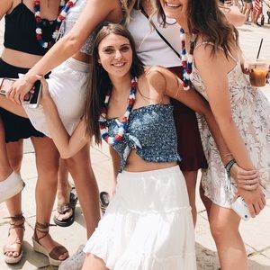 Blue patterned tube top